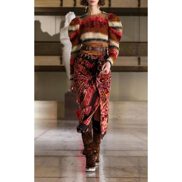 NWT $765 ULLA JOHNSON VIOLETA HAND WEAVED STRIPED MERINO WOOL SWEATER SZ M/L - Picture 4 of 10